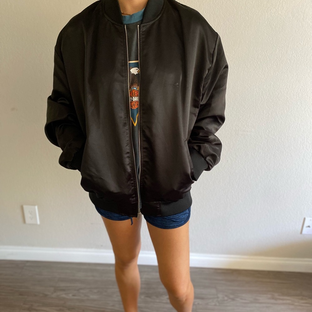 Black Vintage Bomber Jacket